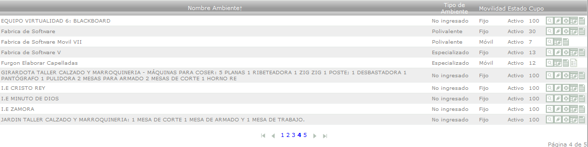 Grilla de Resultados