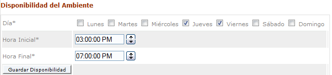 Formulario: Disponiblidad del Ambiente