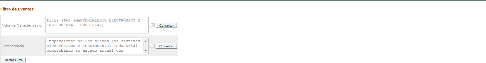 Filtro de Eventos
