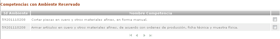 Competencias con Ambiente Reservado
