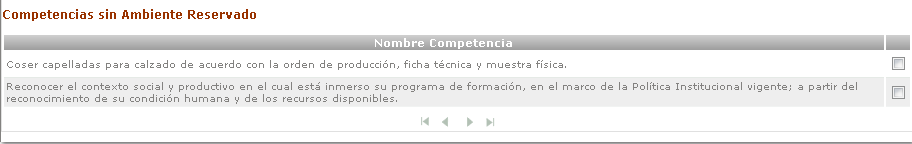 Competencias sin Ambiente Reservado