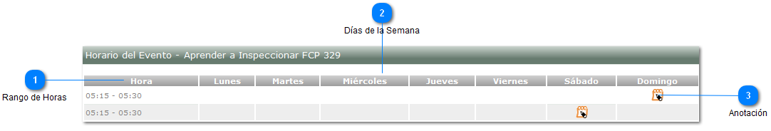 Horario de Evento